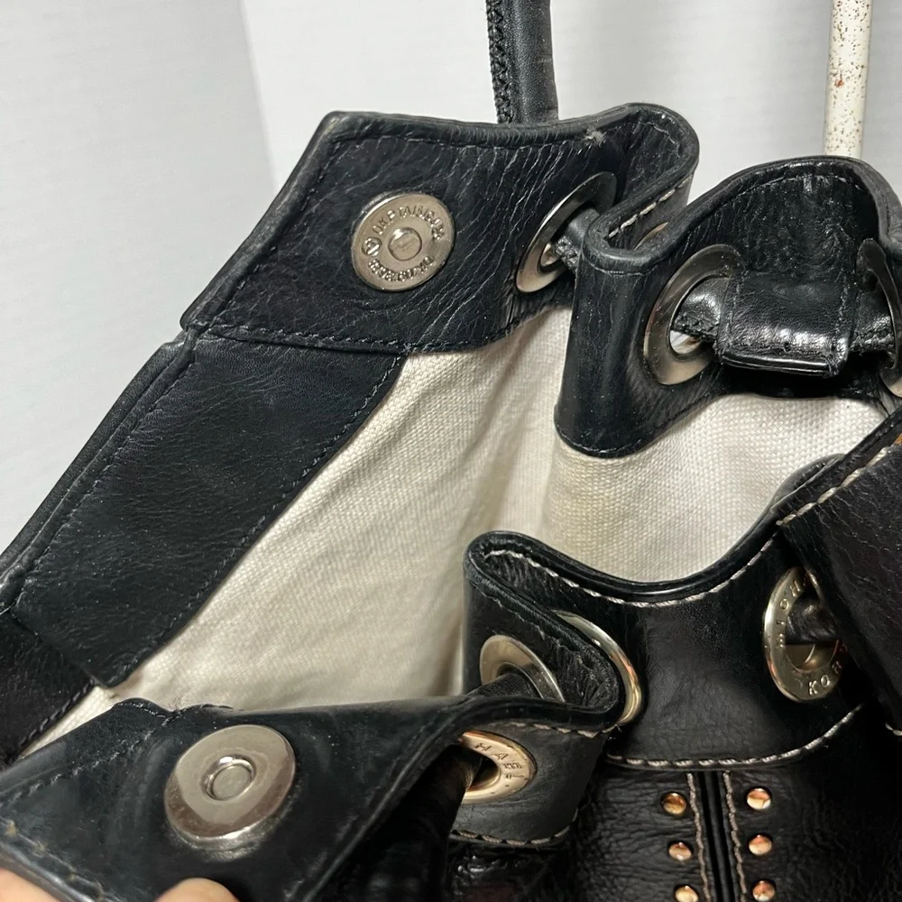 MICHAEL KORS large florentine leather black studded shoulder bag